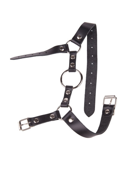 Кляп-кольцо на чёрных кожаных ремешках с застёжкой Кляп-кольцо на чёрных кожаных ремешках с застёжкой