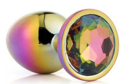 Голографическая анальная втулка с радужным кристаллом - 7,1 см. Голографическая анальная втулка с радужным кристаллом - 7,1 см.