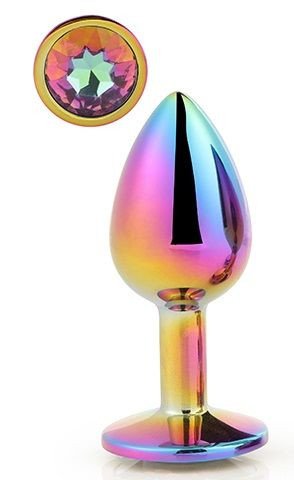 Голографическая анальная втулка с радужным кристаллом - 7,1 см. Голографическая анальная втулка с радужным кристаллом - 7,1 см.