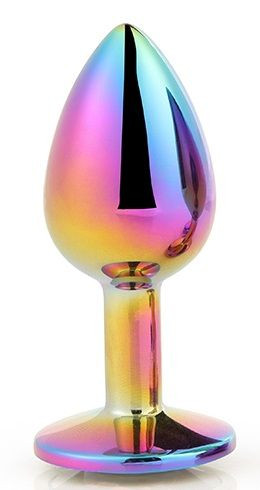 Голографическая анальная втулка с радужным кристаллом - 7,1 см. Голографическая анальная втулка с радужным кристаллом - 7,1 см.