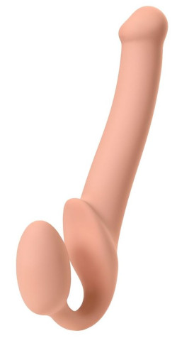 Телесный безремневой страпон Silicone Bendable Strap-On - size M Телесный безремневой страпон Silicone Bendable Strap-On - size M