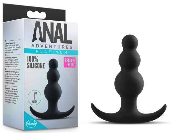 Чёрная фигурная анальная пробка Beaded Plug - 7,6 см. Чёрная фигурная анальная пробка Beaded Plug - 7,6 см.