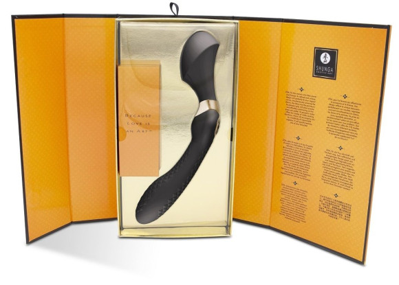 Черный двусторонний вибростимулятор ZOA - 26,5 см. Черный двусторонний вибростимулятор ZOA - 26,5 см.