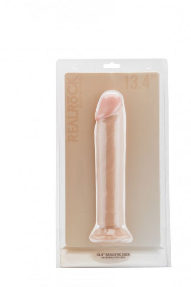 Телесный фаллоимитатор-гигант Realistic Cock 13,4 Inch No Scrotum - 34 см.
