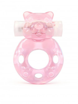 Розовое эрекционное виброкольцо в форме мишки