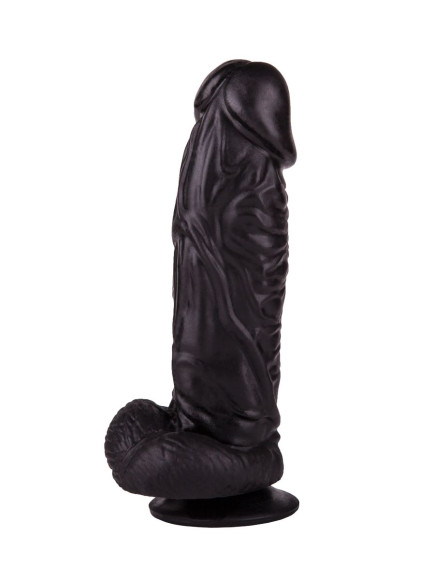 Большой чёрный фаллоимитатор на присоске - 20,5 см. Большой чёрный фаллоимитатор на присоске - 20,5 см.