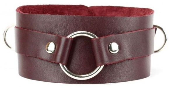 Бордовый широкий ошейник с кольцом Maroon Collar Бордовый широкий ошейник с кольцом Maroon Collar