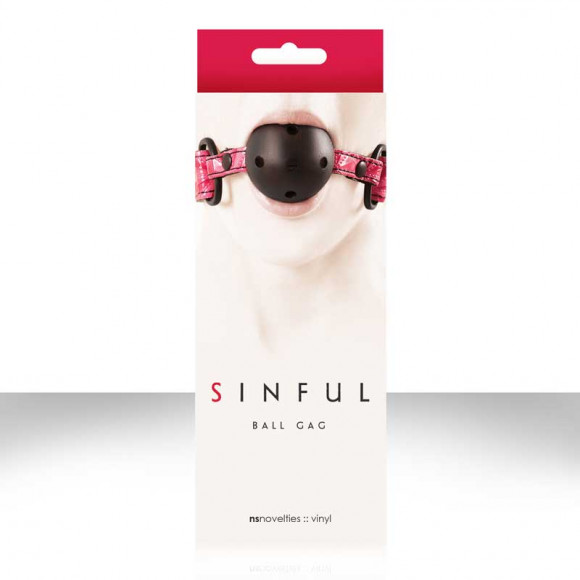 Розовый виниловый кляп SINFUL BALL GAG Розовый виниловый кляп SINFUL BALL GAG