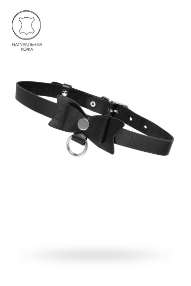 Черный чокер-ошейник с бабочкой и колечком Черный чокер-ошейник с бабочкой и колечком