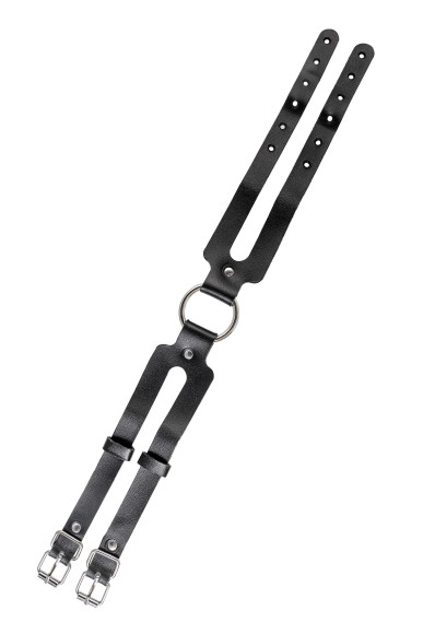 Черный кожаный чокер-ошейник из двух ремешков Черный кожаный чокер-ошейник из двух ремешков