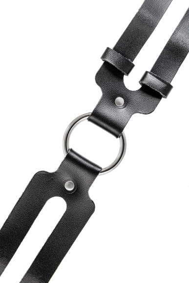 Черный кожаный чокер-ошейник из двух ремешков Черный кожаный чокер-ошейник из двух ремешков