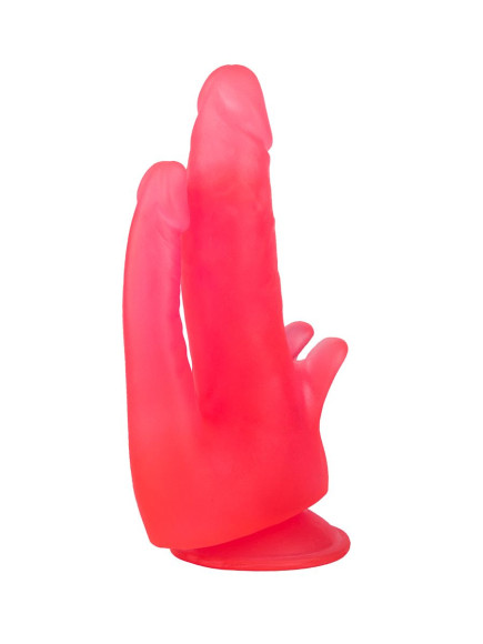 Розовый двойной фаллоимитатор с лепестками и присоской - 17 см. Розовый двойной фаллоимитатор с лепестками и присоской - 17 см.