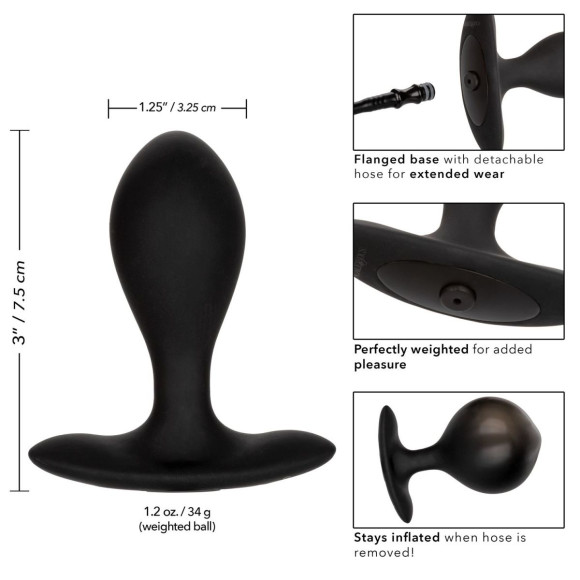 Черная расширяющаяся анальная пробка Weighted Silicone Inflatable Plug M Черная расширяющаяся анальная пробка Weighted Silicone Inflatable Plug M