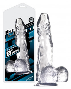 Прозрачный фаллоимитатор с мошонкой Dildo Luxy 8 - 21 см.