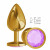 Золотистая большая анальная пробка с сиреневым кристаллом - 9,5 см.