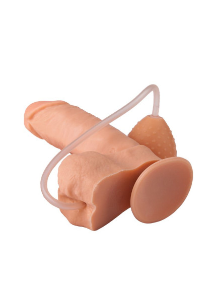 Фаллоимитатор-реалистик на присоске с грушей - 16,5 см. Фаллоимитатор-реалистик на присоске с грушей - 16,5 см.