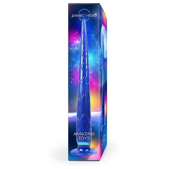 Синий стимулятор с ромбовидным рельефом - 37 см. Синий стимулятор с ромбовидным рельефом - 37 см.