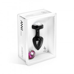 Чёрная анальная пробка с 2 сменными кристаллами Anni Magnet T2 Black Fuсshia crystal - 7,5 см. Чёрная анальная пробка с 2 сменными кристаллами Anni Magnet T2 Black Fuсshia crystal - 7,5 см.
