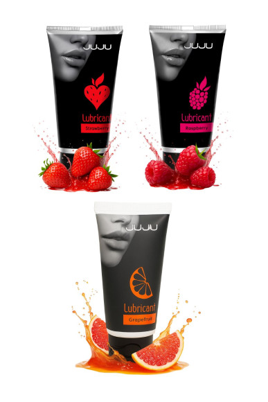 Набор из 3 съедобных лубрикантов JUJU (клубника, малина, грейпфрут) Набор из 3 съедобных лубрикантов JUJU (клубника, малина, грейпфрут)