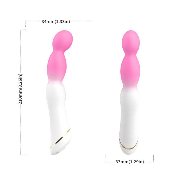 Бело-розовый вибромассажер с круглой головкой - 21,5 см. Бело-розовый вибромассажер с круглой головкой - 21,5 см.