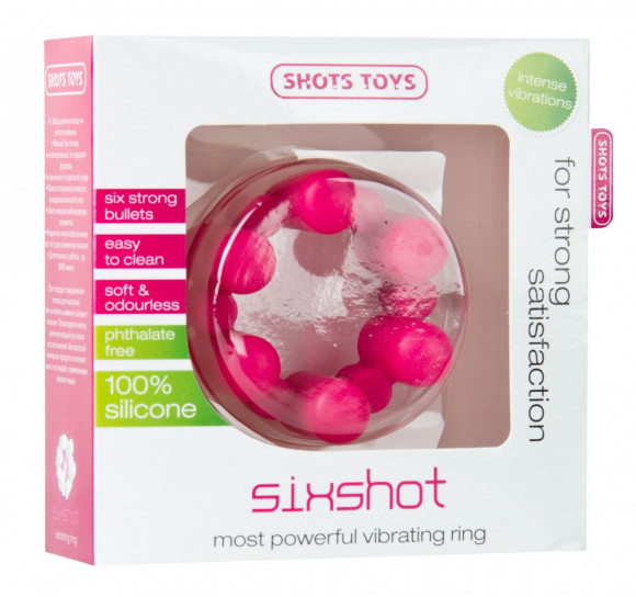Розовое эрекционное кольцо с вибрацией Sixshot