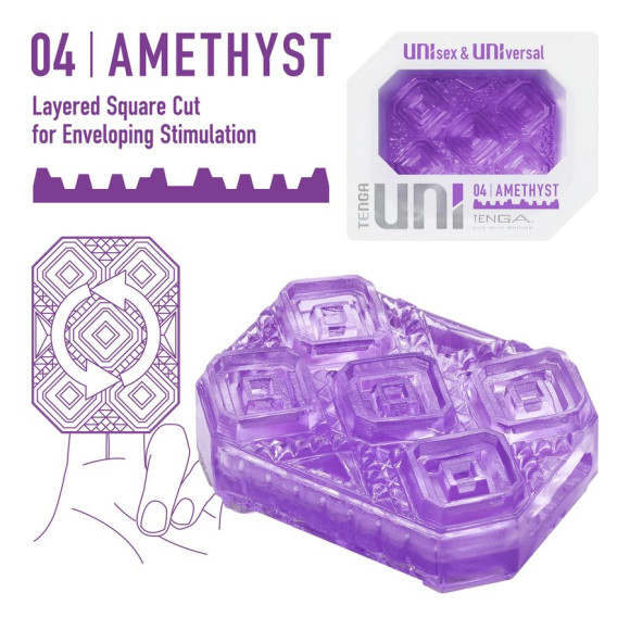 Фиолетовый мастурбатор-стимулятор Tenga Uni Amethyst Фиолетовый мастурбатор-стимулятор Tenga Uni Amethyst