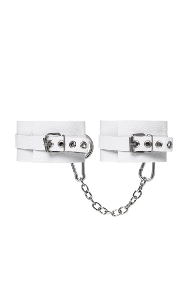 Белые мягкие кожаные оковы с люверсами Белые мягкие кожаные оковы с люверсами