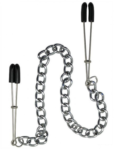 Зажимы для сосков с серебристой цепочкой