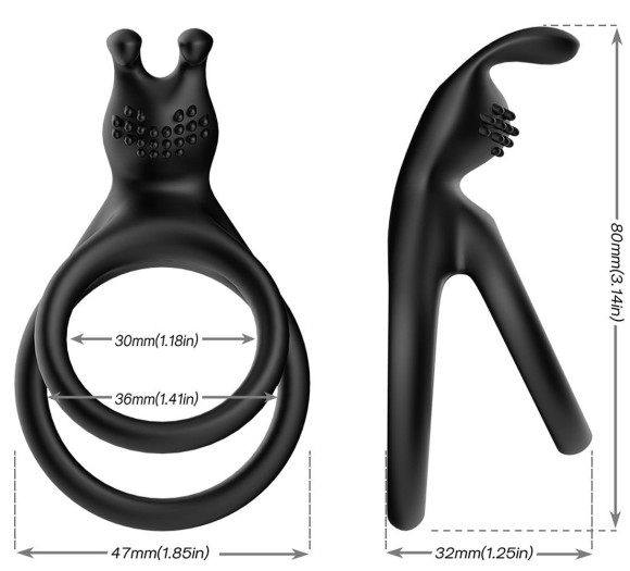 Черное эрекционное кольцо с подхватом мошонки Черное эрекционное кольцо с подхватом мошонки