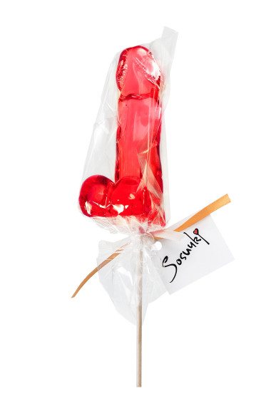 Красный леденец в форме члена со вкусом виски - 173 гр.