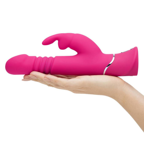 Розовый вибратор Thrusting Realistic Rechargeable Rabbit Vibrator с имитацией толчков - 22,8 см. Розовый вибратор Thrusting Realistic Rechargeable Rabbit Vibrator с имитацией толчков - 22,8 см.