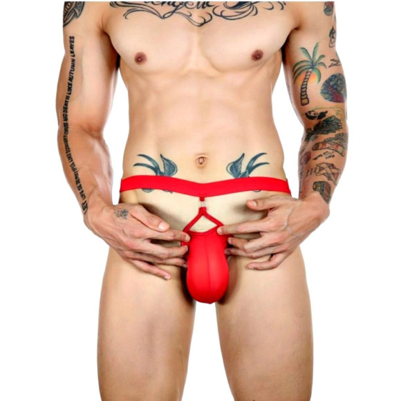 Красные сексуальные трусы-джоки на тонких ремешках Красные сексуальные трусы-джоки на тонких ремешках