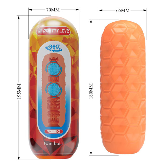 Оранжевый мастурбатор Venus-X Twin balls Оранжевый мастурбатор Venus-X Twin balls