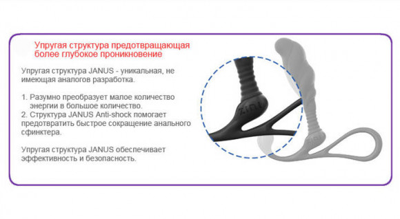 Средний черный массажер простаты ZINI JANUS ANTI-SHOCK