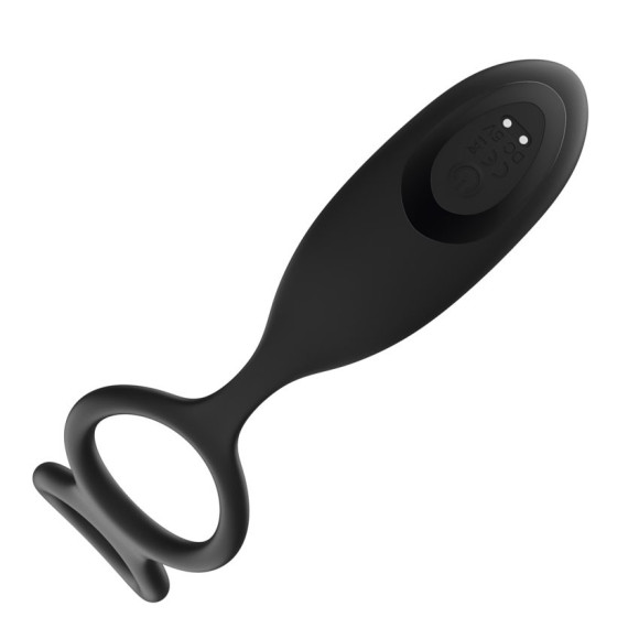 Черный анальный вибромассажёр с возвратно-поступательными движениями и кольцами для фиксации Черный анальный вибромассажёр с возвратно-поступательными движениями и кольцами для фиксации