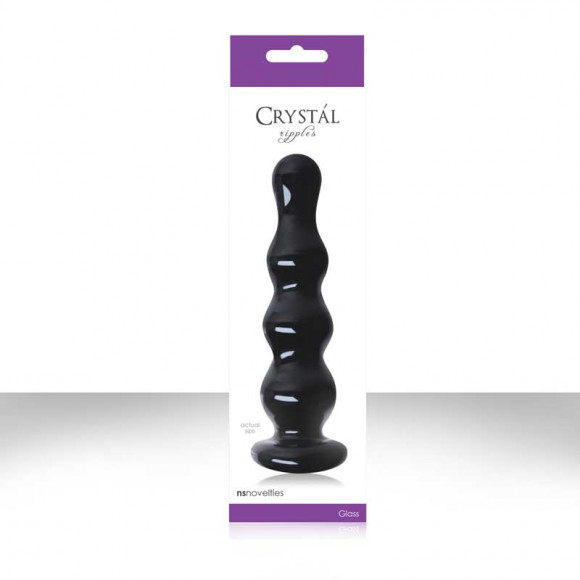 Черный стеклянный анальный стимулятор Crystal - Ripples