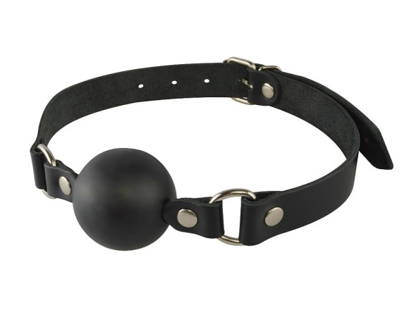 Кляп-шар на чёрных кожаных ремешках Кляп-шар на чёрных кожаных ремешках