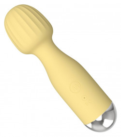 Желтый мини-вибратор с шаровидной головкой