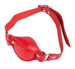 Красный кожаный кляп на регулируемых ремешках Красный кожаный кляп на регулируемых ремешках