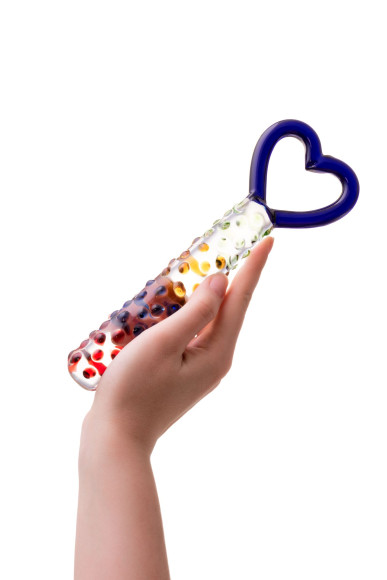 Стеклянный фаллос с ручкой-сердцем - 22,5 см. Стеклянный фаллос с ручкой-сердцем - 22,5 см.