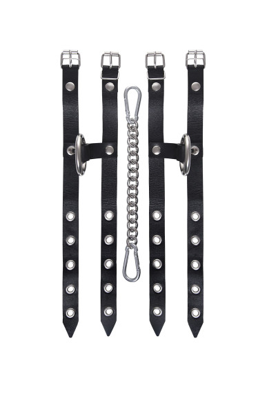 Черные однослойные кожаные оковы из двух ремешков Черные однослойные кожаные оковы из двух ремешков