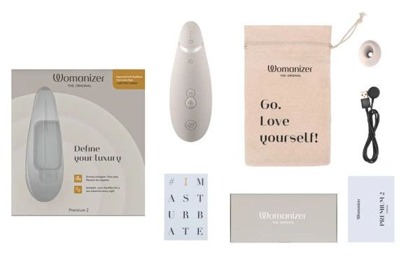 Светло-серый клиторальный стимулятор Womanizer Premium 2 Светло-серый клиторальный стимулятор Womanizer Premium 2