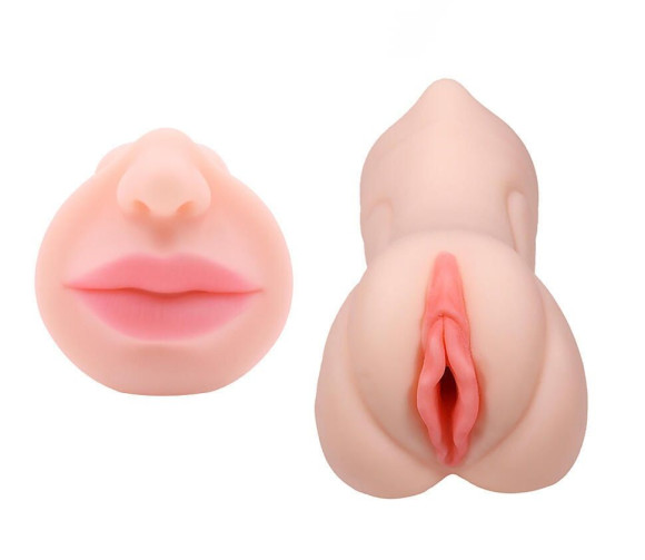 Телесный двусторонний мастурбатор «Жужа» - вагина и ротик Телесный двусторонний мастурбатор «Жужа» - вагина и ротик
