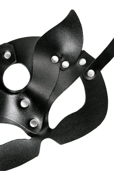 Черная кожаная рельефная маска кошки Черная кожаная рельефная маска кошки