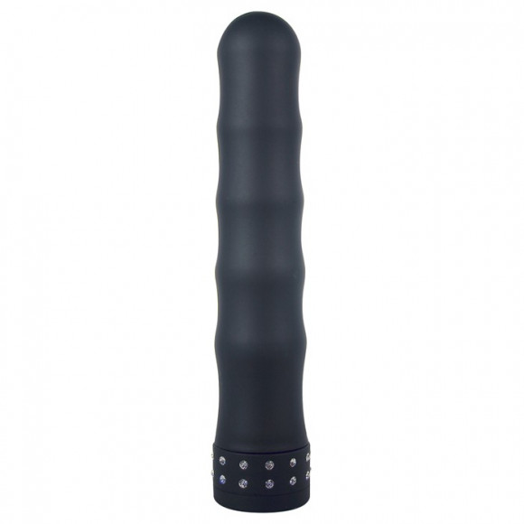 Чёрный волнистый вибратор Jewel Joy-Stick Vibrator Black - 18 см.