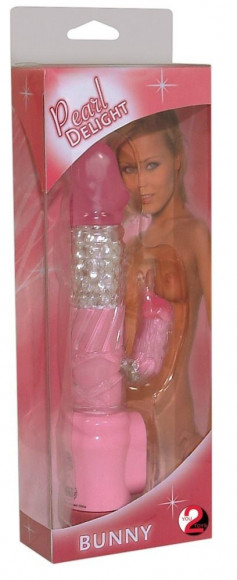 Розовый вибратор Vibrating Rabbit с клиторальным зайчиком - 22 см.