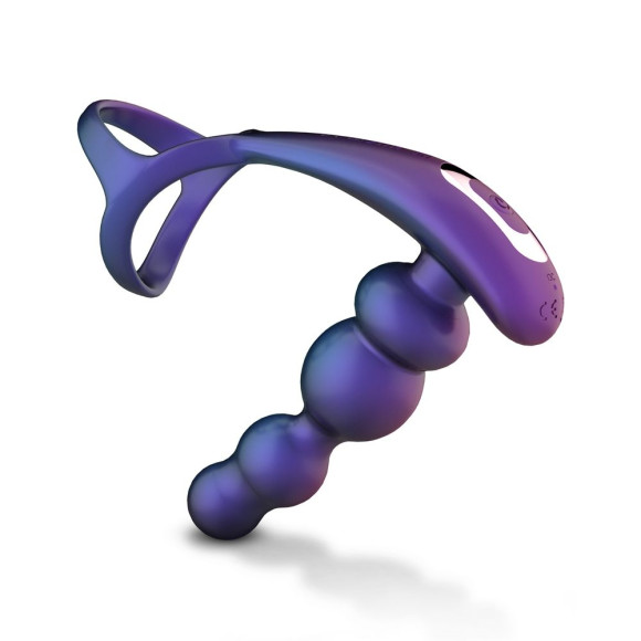 Фиолетовое эрекционное виброкольцо с анальной ёлочкой Stellar Force