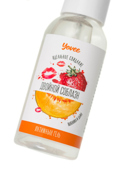 Съедобная гель-смазка Yovee «Двойной соблазн» с Д-пантенолом и вкусом клубники и дыни - 50 мл. Съедобная гель-смазка Yovee «Двойной соблазн» с Д-пантенолом и вкусом клубники и дыни - 50 мл.