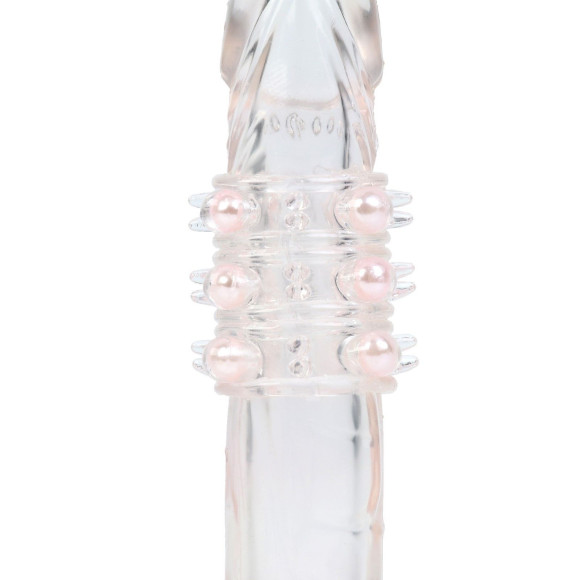 Прозрачная силиконовая насадка на член с цветными бусинами Прозрачная силиконовая насадка на член с цветными бусинами