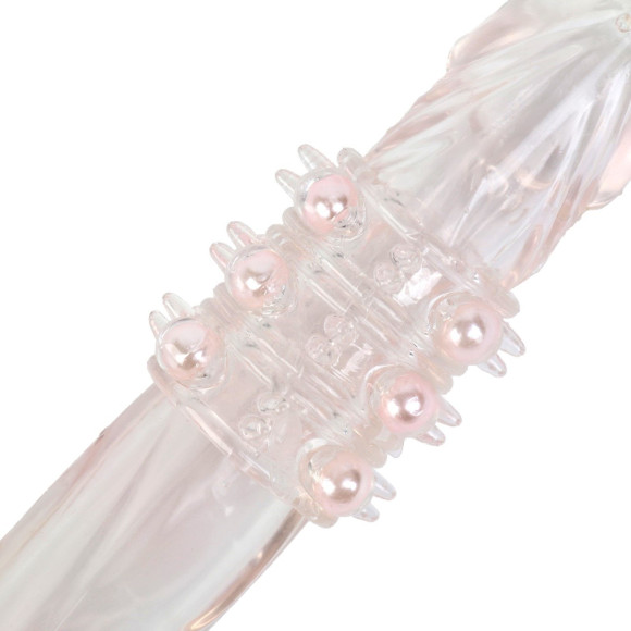 Прозрачная силиконовая насадка на член с цветными бусинами Прозрачная силиконовая насадка на член с цветными бусинами